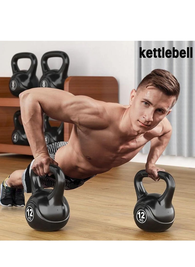 Sky Land Black Kettlebell Weights, Strength Training Kettlebell Dumbbell For Weightlifting- 12kg  - Image 2