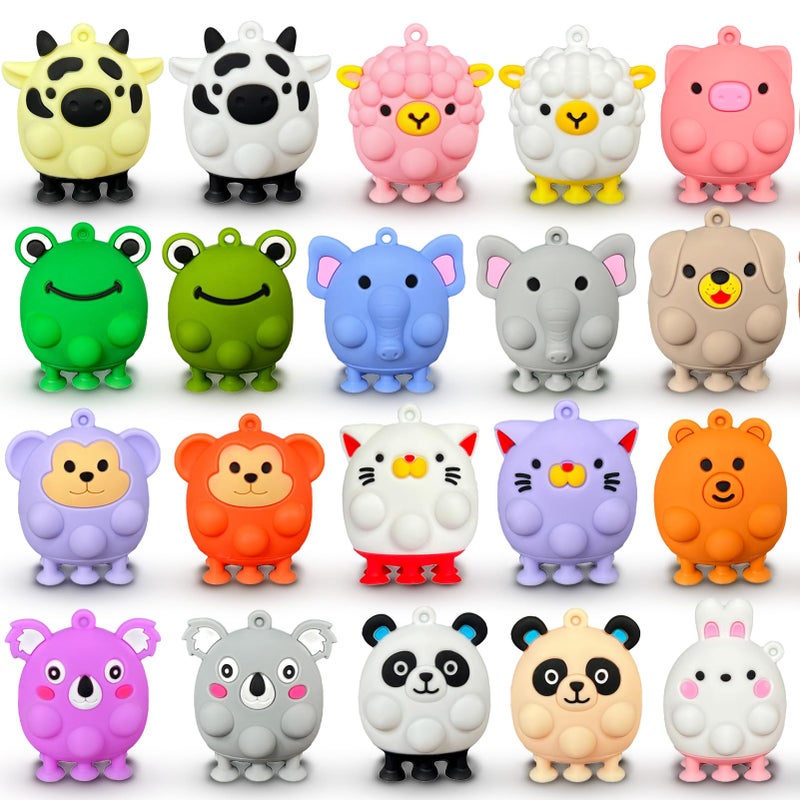 Qinline Easter Gifts for Kids - 24 Pack 3D Animal Suction Toy Fidget Pop Toy with Gift Cards for Kid Boys Girls, Party Favors School Classroom Gifts Exchange Goodie Bags Prefilled Easter Eggs Stuffers - Image 1