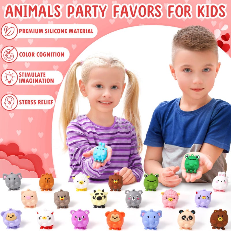 Qinline Easter Gifts for Kids - 24 Pack 3D Animal Suction Toy Fidget Pop Toy with Gift Cards for Kid Boys Girls, Party Favors School Classroom Gifts Exchange Goodie Bags Prefilled Easter Eggs Stuffers - Image 2