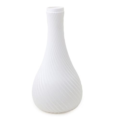 bvslf Decorative Flower Vase for Home Decor Center Table Bedroom Living Room & Office Decoration, Flower Holder, Flower Vase for Home Office Decor Set of 1, White Plastic Vase, 9.5" Long - Image 1