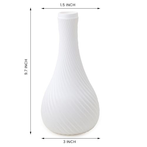 bvslf Decorative Flower Vase for Home Decor Center Table Bedroom Living Room & Office Decoration, Flower Holder, Flower Vase for Home Office Decor Set of 1, White Plastic Vase, 9.5" Long - Image 2