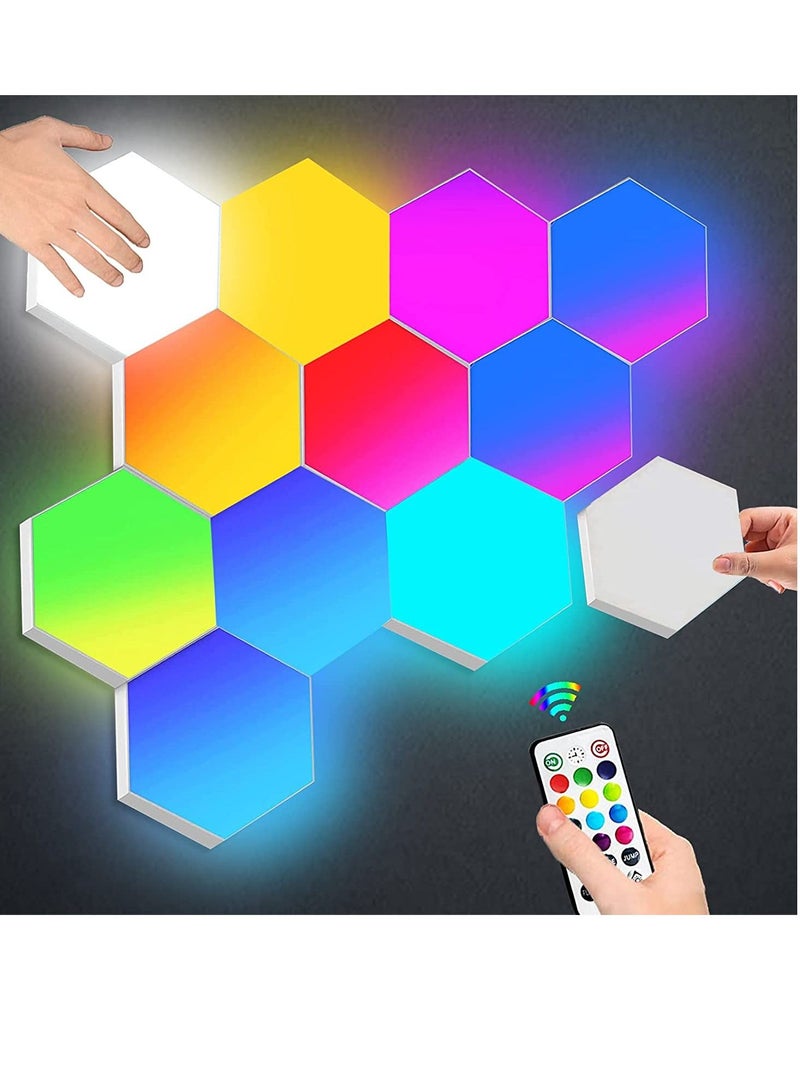 6-Piece Hexagon Wall Light Smart Modular Touch-Sensitive LED Light Wall Panels RGB Night Light DIY Geometry Splicing Hex Light For Bedroom Living Room Hallway Party Decor - Image 1