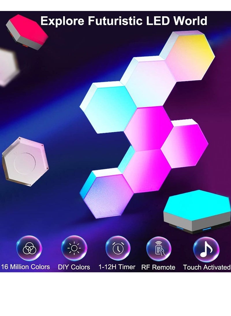 6-Piece Hexagon Wall Light Smart Modular Touch-Sensitive LED Light Wall Panels RGB Night Light DIY Geometry Splicing Hex Light For Bedroom Living Room Hallway Party Decor - Image 2