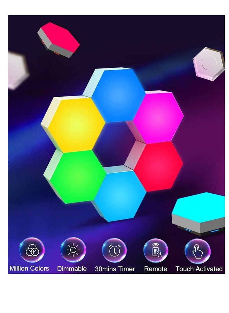 6-Piece Hexagon Wall Light Smart Modular Touch-Sensitive LED Light Wall Panels RGB Night Light DIY Geometry Splicing Hex Light For Bedroom Living Room Hallway Party Decor - Image 5