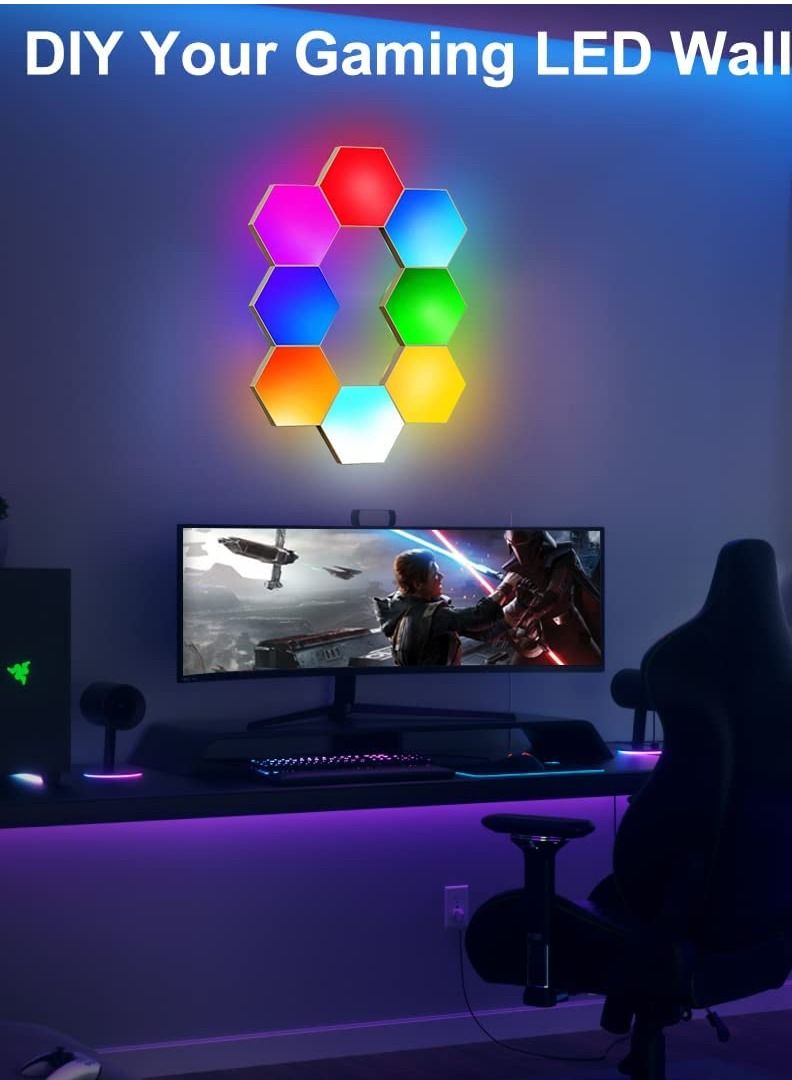 6-Piece Hexagon Wall Light Smart Modular Touch-Sensitive LED Light Wall Panels RGB Night Light DIY Geometry Splicing Hex Light For Bedroom Living Room Hallway Party Decor - Image 4