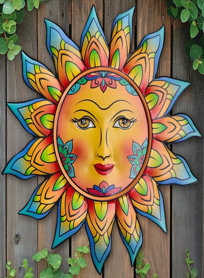 Daogtc Metal Sun Flower Wall Decor,13inches Sun Wall Art Hanging Decoration for Indoor and Outdoor, Garden Farmhouse Yard Patio Fence Living Room Bedroom Decor - Image 1