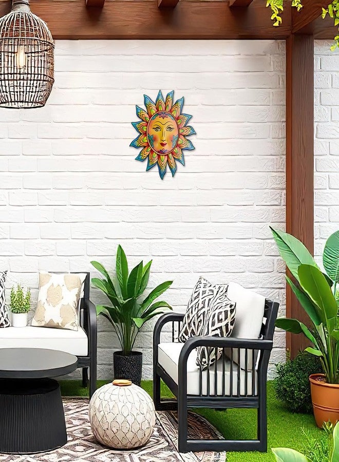 Daogtc Metal Sun Flower Wall Decor,13inches Sun Wall Art Hanging Decoration for Indoor and Outdoor, Garden Farmhouse Yard Patio Fence Living Room Bedroom Decor - Image 2