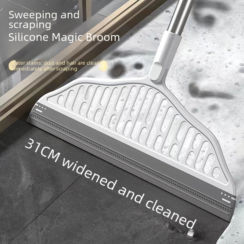 Black technology silicone floor scraping gray artifact non-stick hair wet and dry dual-use magic bathroom floor scraping broom(Upgraded rotating model) - Image 2