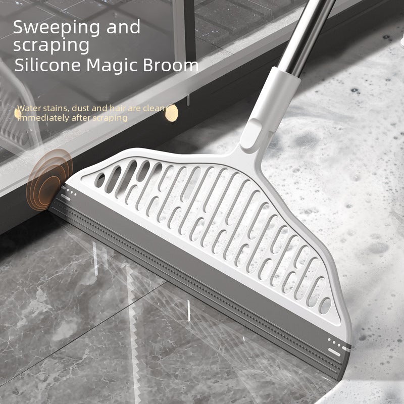 Black technology silicone floor scraping gray artifact non-stick hair wet and dry dual-use magic bathroom floor scraping broom(Upgraded rotating model) - Image 3