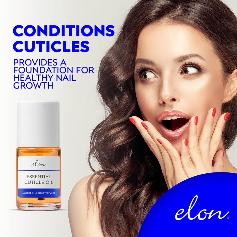 Elon Cuticle Oil for Nails w/Almond Oil Extract - Jojoba & Vitamin E - Softening & Hydrating Cuticles & Nails â€“ Dermatologist Recommended â€“ Bottle Size 0.5 oz - Image 2