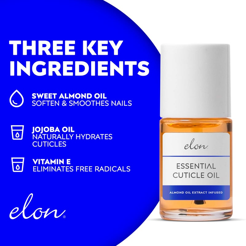 Elon Cuticle Oil for Nails w/Almond Oil Extract - Jojoba & Vitamin E - Softening & Hydrating Cuticles & Nails â€“ Dermatologist Recommended â€“ Bottle Size 0.5 oz - Image 3