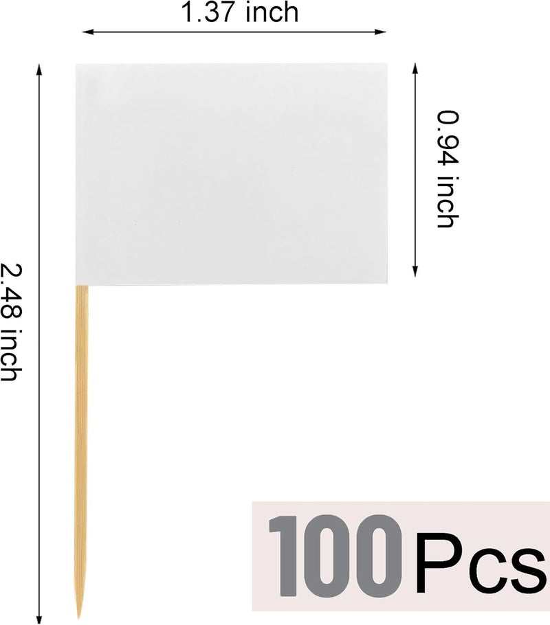 MTRSOCHO [100 Pack] Blank Toothpick Flags, Cheese Markers for Charcuterie Board Food Label Cupcake Toppers Pick Cocktail Picks for Appetizers, Party Buffet, Cupcake, Food, Fruit, Party Decoration - Image 2