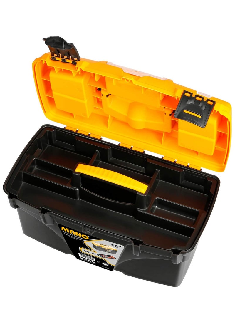 MANO Classic Tool Case with Organizer,‎25 x 43.2 x 23.8 cm,Polypropylene, Black/Orange  - Image 3