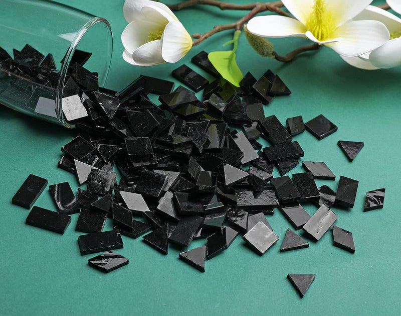 Lanyani Multi-Color Options, Lanyani Glass Mosaic Tiles for Crafts,4 Shapes Mixed Colorful Glass Tiles Tiffany Stained Glass Pieces for Mosaic, 200 Pieces,Regular Black - Image 5