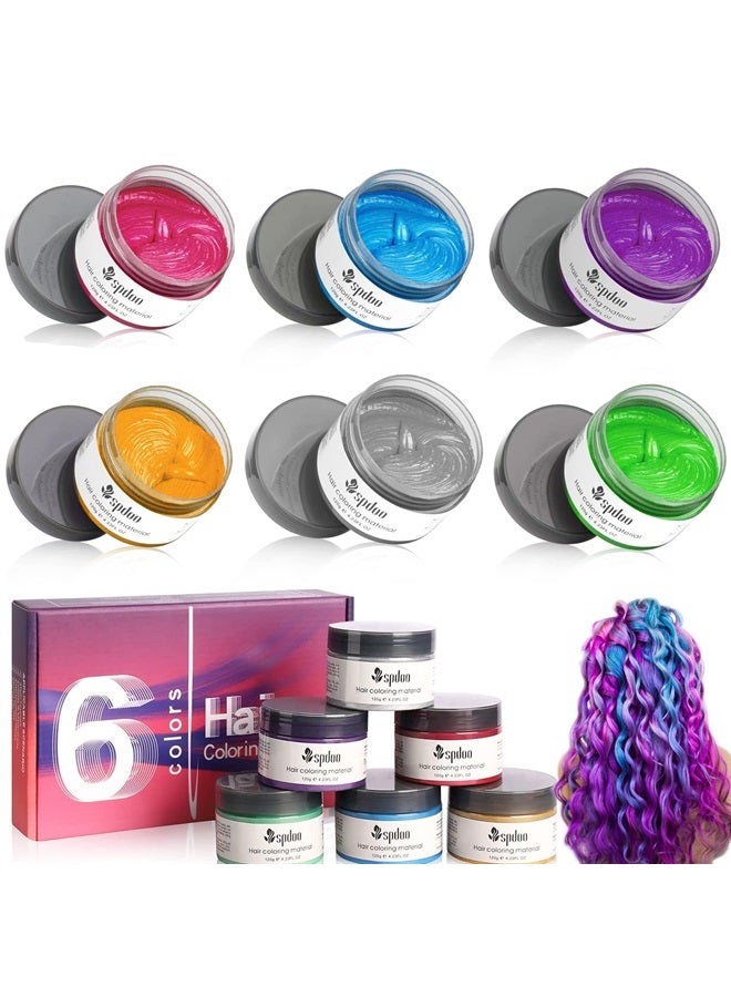 Spdoo 6 Colors Temporary Hair Color Wax, Color Hair Dye Hair Paint, Colored Hair Wax Non Permanent Hair Color for Men Women Kids Daily Party Cosplay Halloween DIY - Image 1