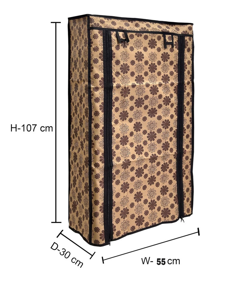 PHILOSHOP 4 Layer Shoe Rack Cover Portable Foldable Non-Woven Zipper Fabric Cover (Flowerprint) - Image 2