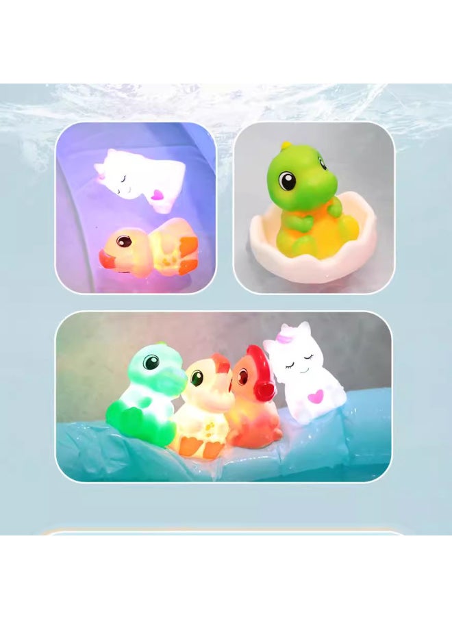 Shake Tone Bath Toys Silicone Luminous Little Dinosaur Unicorn Boys Girls Baby Bathroom Toys Free Shipping-Color:Glowing Small Animals When Exposed To Water (pack Of Three)  - Image 2