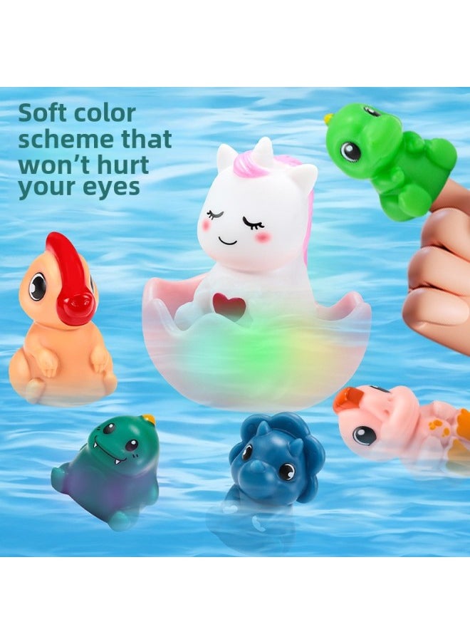 Shake Tone Bath Toys Silicone Luminous Little Dinosaur Unicorn Boys Girls Baby Bathroom Toys Free Shipping-Color:Glowing Small Animals When Exposed To Water (pack Of Three)  - Image 5