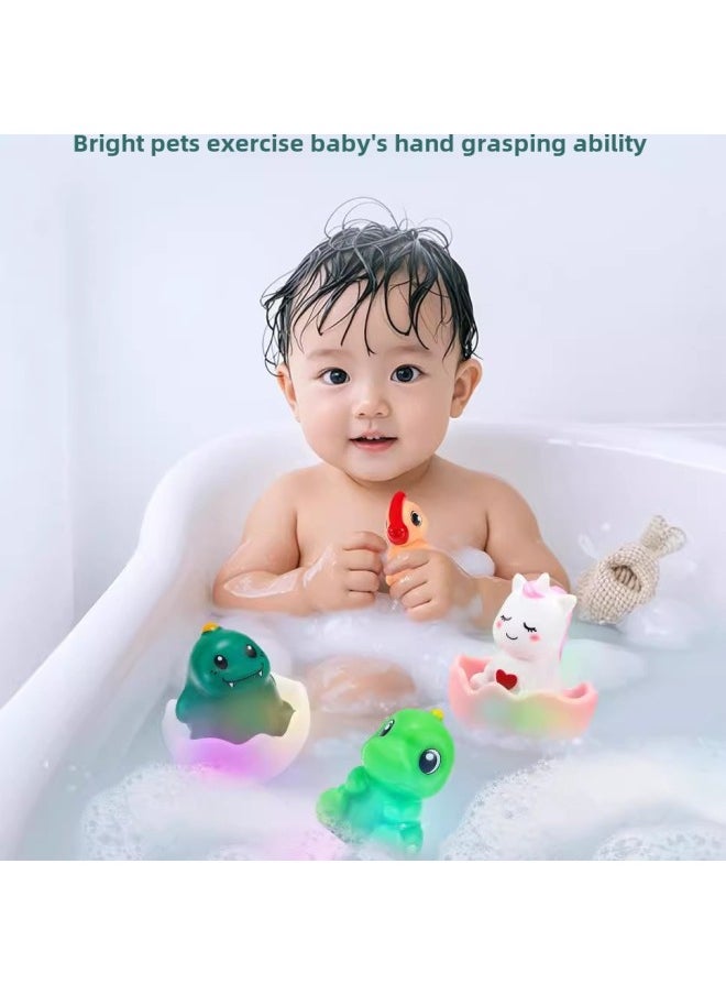 Shake Tone Bath Toys Silicone Luminous Little Dinosaur Unicorn Boys Girls Baby Bathroom Toys Free Shipping-Color:Glowing Small Animals When Exposed To Water (pack Of Three)  - Image 3