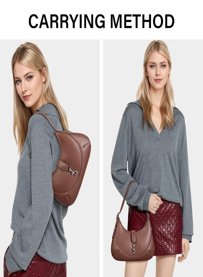 حقيبة كتف نسائية من كلوتشي، مصنوعة من الجلد النباتي الناعم، حقائب صغيرة بحزام قابل للتعديل، حقائب يد أنيقة على شكل هوبو - Image 2