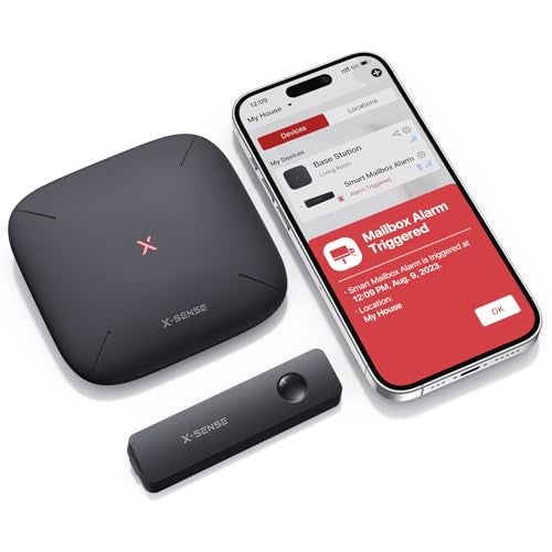 X-Sense جهاز إنذار صندوق البريد الذكي X-Sense، إنذار صندوق البريد اللاسلكي بعيد المدى، مستشعر صندوق البريد مع محطة قاعدة SBS50 للبريد المستلم، SMA11 - Image 1