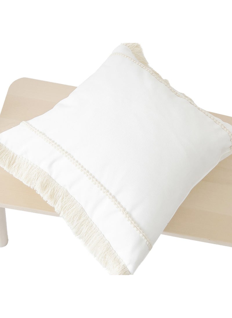 Ritmo Home Tasseled Bohemian Scandinavian White Throw Pillow Cover  - Image 2
