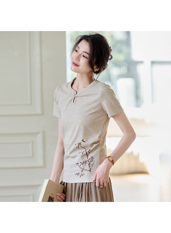 Tucano Summer Round Neck Short Sleeve Printed T-Shirt With Elastic Waist Wide Leg Pants Two-Piece Set For Women - Image 5