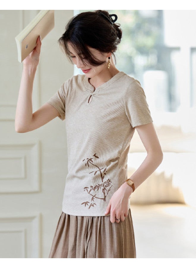 Tucano Summer Round Neck Short Sleeve Printed T-Shirt With Elastic Waist Wide Leg Pants Two-Piece Set For Women - Image 1