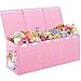 Mabahoo Extra Large Toy Box Toybox for Kids Boys Girls Collapsible Sturdy Toy Storage Organizer with Mesh Pockets 40x14x16 Kids Storage Boxes Bins Baskets for Nursery Playroom Pink - Image 3