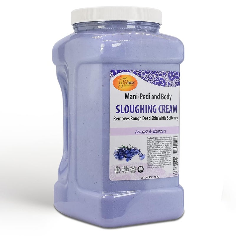 SPA REDI Foot Cream Sloughing Lotion Lavender and Wildflower 128 Oz Pedicure Massage Foot Care for Dry Cracked Feet Scrub Gently Exfoliating - Image 1