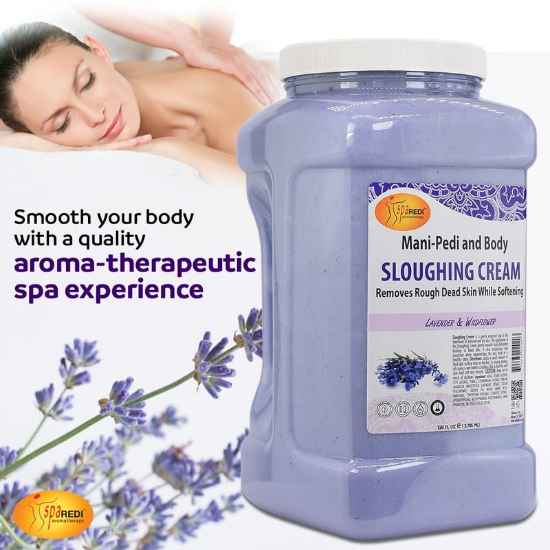 SPA REDI Foot Cream Sloughing Lotion Lavender and Wildflower 128 Oz Pedicure Massage Foot Care for Dry Cracked Feet Scrub Gently Exfoliating - Image 3