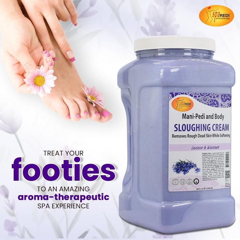 SPA REDI Foot Cream Sloughing Lotion Lavender and Wildflower 128 Oz Pedicure Massage Foot Care for Dry Cracked Feet Scrub Gently Exfoliating - Image 4