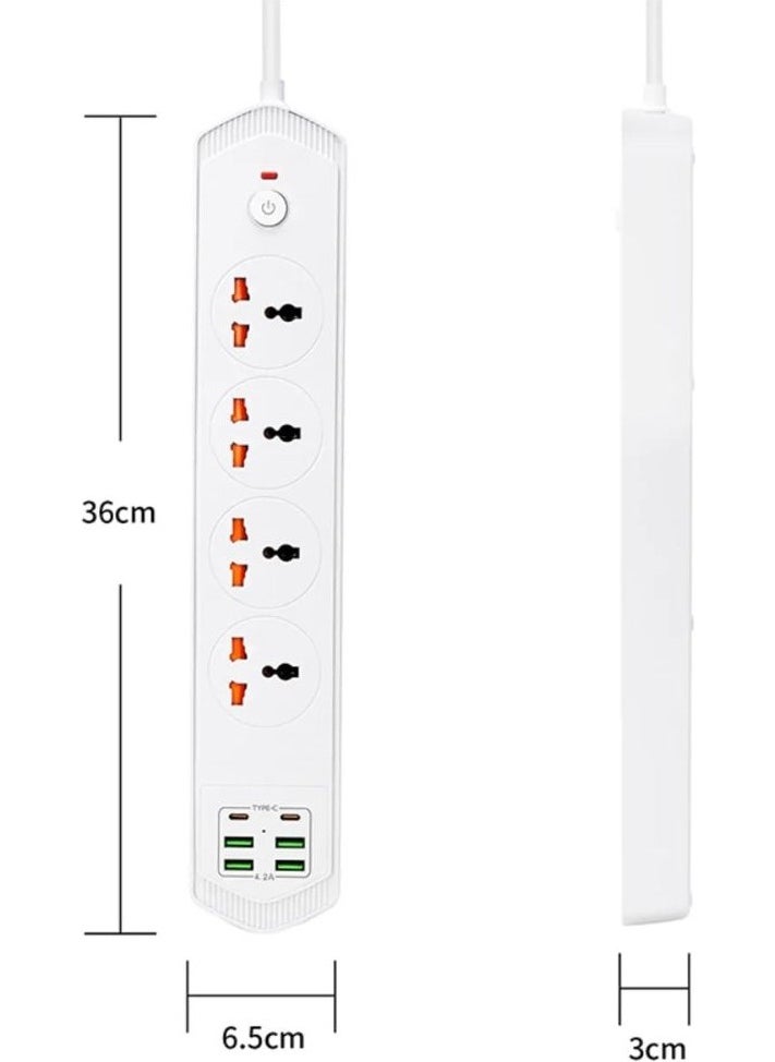 Lisa Butik - Lisa Boutique 10 Input 4+4 USB + 2 Type-C Multiple Socket 2 M Cable Current Protection Switched Extension Group Socket 3000W - Image 1