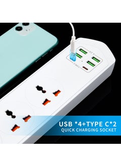Lisa Butik Lisa Boutique 10 Input 4+4 USB + 2 Type-C Multiple Socket 2 M Cable Current Protection Switched Extension Group Socket 3000W  - Image 5