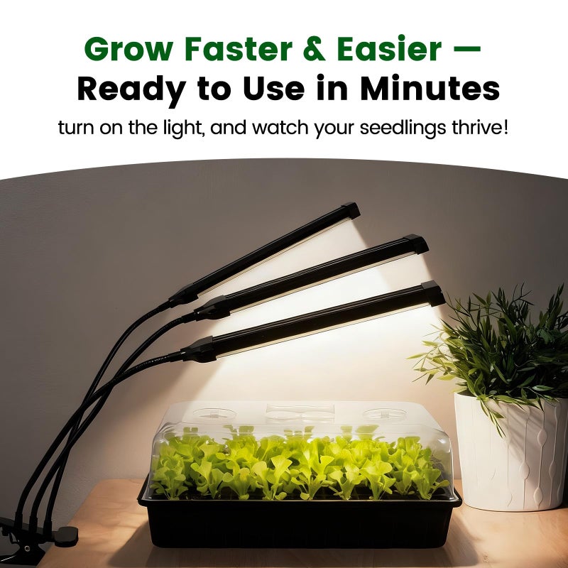 SOLIGT 60 Cell Seed Starter Trays with Grow Light, Seed Starter Kit with 4.3â€œ Higher Humidity Domes, Full Spectrum Seedling Light with 8/12/18H Timer for Seed Starting, Seedling Growing - Image 5