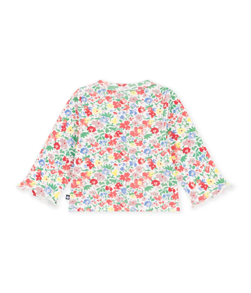 Petit Bateau Babies' Floral-Print Cotton Cardigan