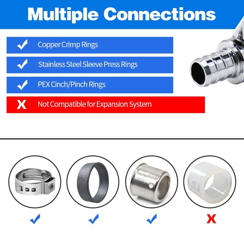 PXZBLG 20 Pack Stop Valves, 1/4 Turn Angle Valve, 3/8" OD Compression × 1/2" PEX Chrome Plated Brass for Faucet, Toilet Valves - Image 5