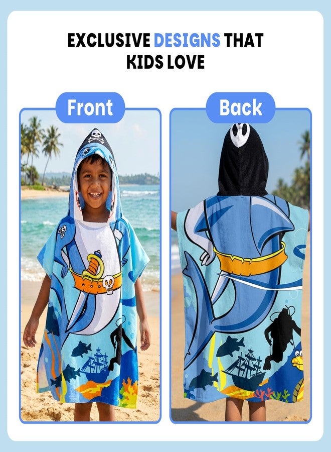 Famyo® Poncho Towel for Kids | Hooded Micro-Fiber Bath Towels | 60 x 60cm Toddler Pool Towel for Boys & Girls, 1-7 Years (Blue Pirate) - Image 5