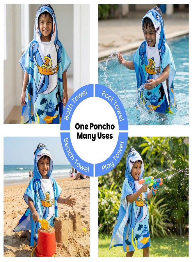 Famyo® Poncho Towel for Kids | Hooded Micro-Fiber Bath Towels | 60 x 60cm Toddler Pool Towel for Boys & Girls, 1-7 Years (Blue Pirate) - Image 4