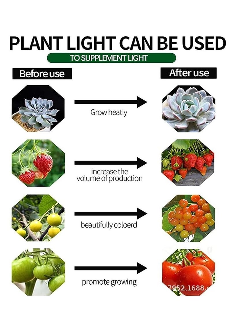 Grow Lights for Indoor Plants, 50W 100 LEDs Grow Light for Seed Starting with Full Spectrum, Clip Plant Lights with Flexible Gooseneck，3/6/12H Timer, 5 Dimmable Levels, 3 Switch Modes