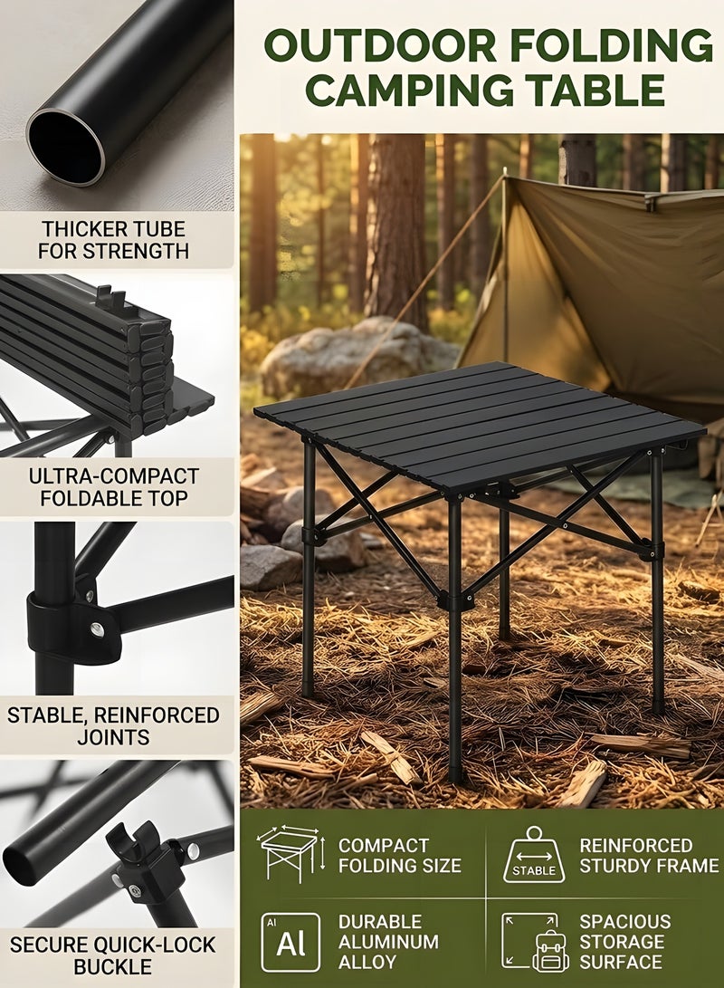Beauenty ® Outdoor Camping Folding Table - Dimensions 53(L)×50(W)×50(H) cm - Lightweight with Aluminum Table Top & Carry Bag - Perfect for Picnics, Cooking, Beach, Hiking, Fishing - Image 2