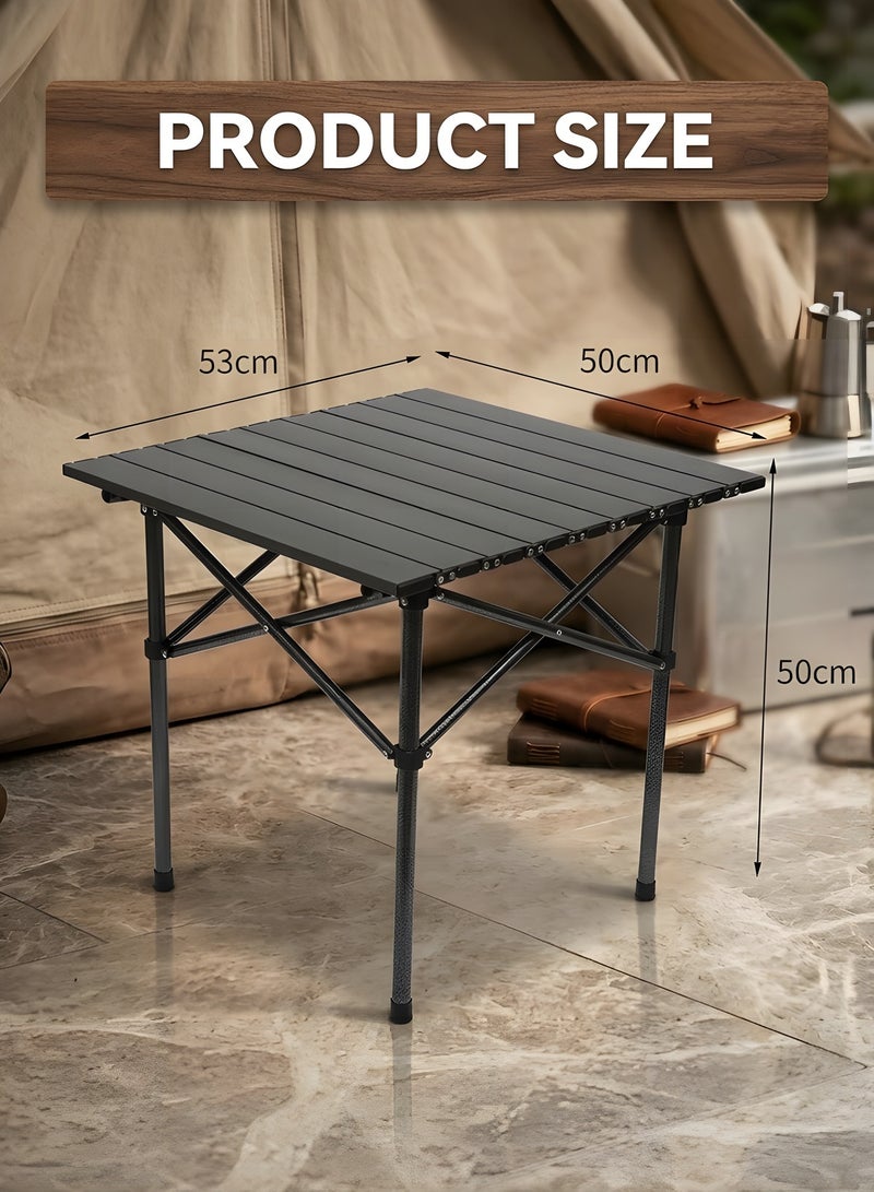 Beauenty ® Outdoor Camping Folding Table - Dimensions 53(L)×50(W)×50(H) cm - Lightweight with Aluminum Table Top & Carry Bag - Perfect for Picnics, Cooking, Beach, Hiking, Fishing - Image 3
