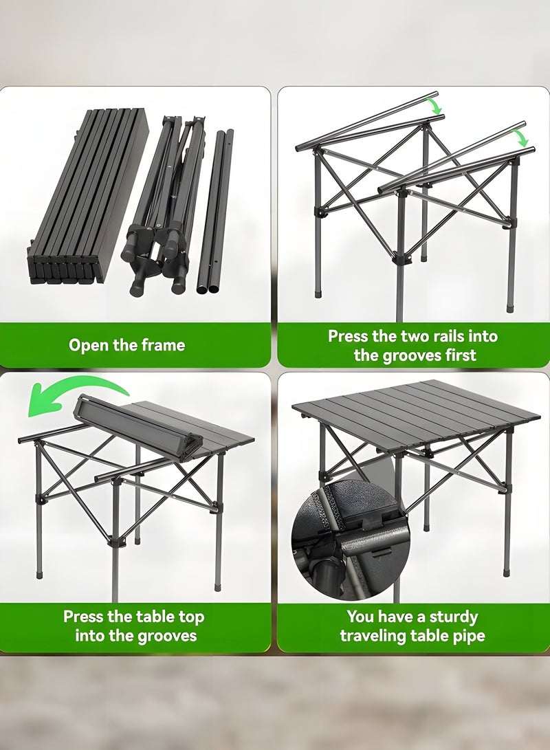 Beauenty ® Outdoor Camping Folding Table - Dimensions 53(L)×50(W)×50(H) cm - Lightweight with Aluminum Table Top & Carry Bag - Perfect for Picnics, Cooking, Beach, Hiking, Fishing - Image 4