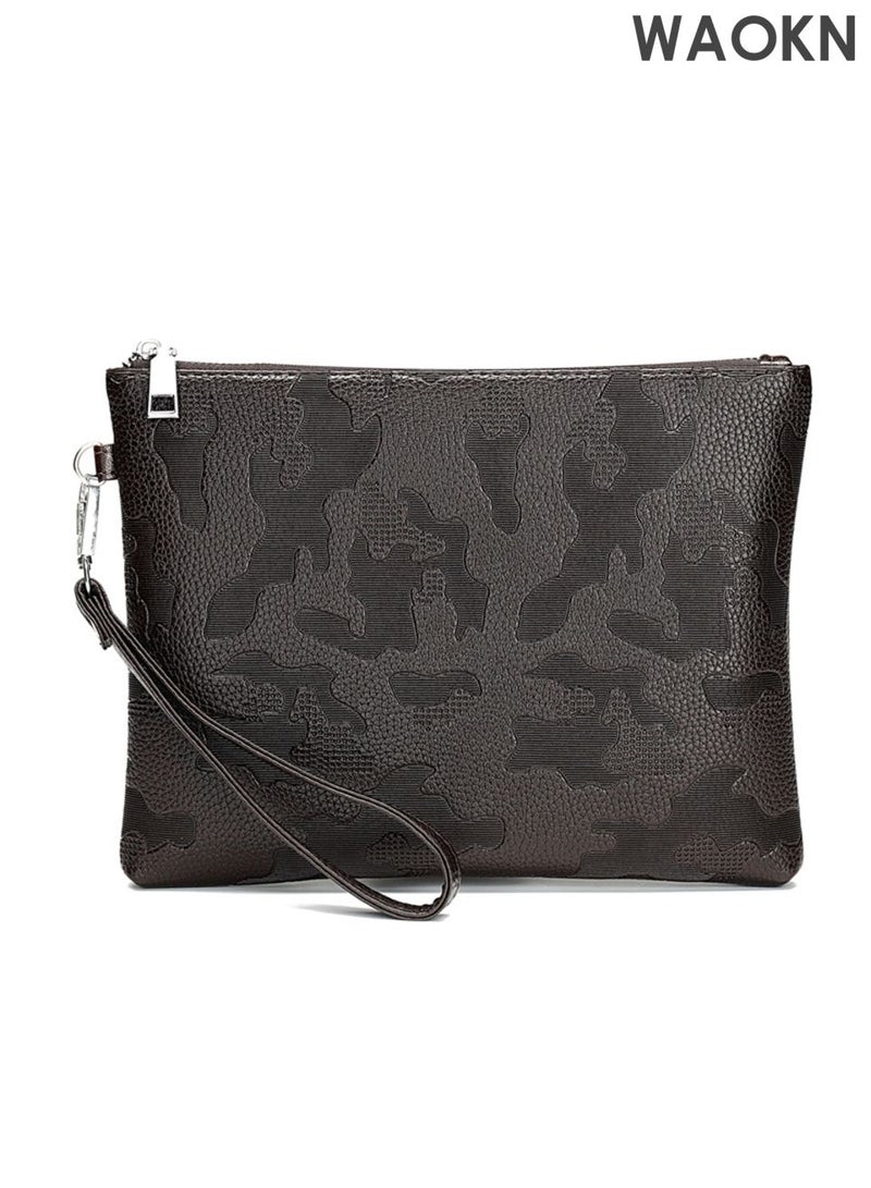 WAOKN Men's wallet, large capacity envelope wallet, designed with fashionable and versatile casual wallet, made of lightweight and waterproof leather material, printed with fashionable and trendy wallet, and detachable drawstring. - Image 1