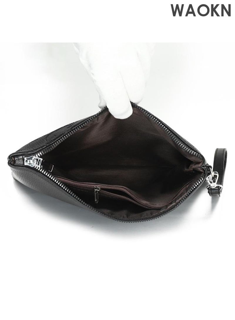 WAOKN Men's wallet, large capacity envelope wallet, designed with fashionable and versatile casual wallet, made of lightweight and waterproof leather material, printed with fashionable and trendy wallet, and detachable drawstring. - Image 3