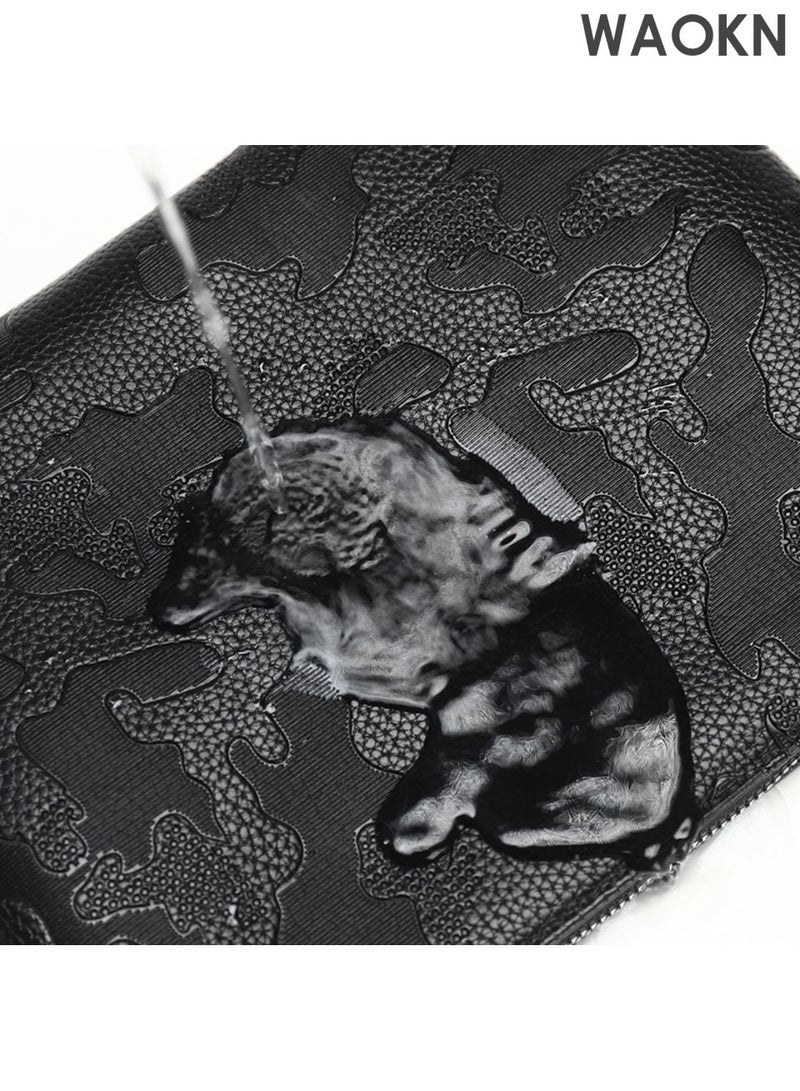 WAOKN Men's wallet, large capacity envelope wallet, designed with fashionable and versatile casual wallet, made of lightweight and waterproof leather material, printed with fashionable and trendy wallet, and detachable drawstring. - Image 5