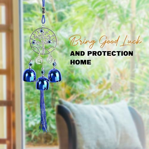 Hindcraft Wind Chimes for Living Room, Evil Eye Hanging - 3 Bells - Nazar Battu - Bells for Home Decoration - Wall Hangings - Evil Eye Hanging for Home Entrance - Door Hanging - Hanging Décor - Image 3
