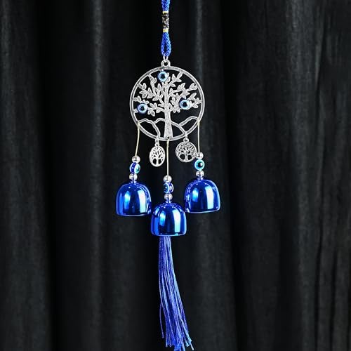 Hindcraft Wind Chimes for Living Room, Evil Eye Hanging - 3 Bells - Nazar Battu - Bells for Home Decoration - Wall Hangings - Evil Eye Hanging for Home Entrance - Door Hanging - Hanging Décor - Image 5