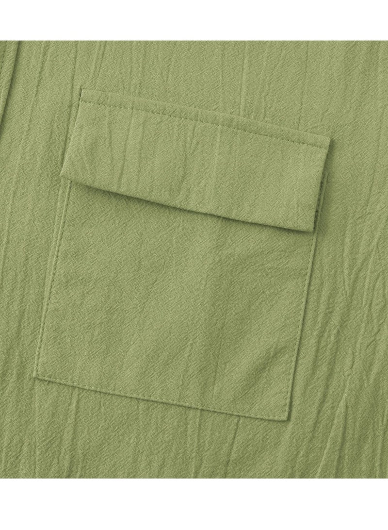 Summer new men's short-sleeved shirts men's casual shirts solid color half-sleeved tops  - Image 5