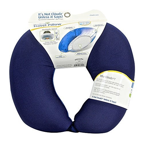 Cloudz Dual Comfort Microbead Airplane Travel Neck Pillow. Super Soft Cozy Plush Fabric on One Side, Cool Relaxing Spandex on The Other! Customize Your Comfort and Support at Home or On The Go!- Blue - Image 2